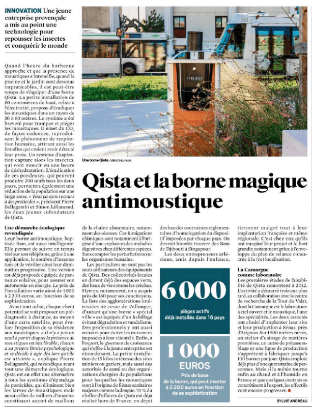 Le JDD parle de la borne anti moustique efficace conceptualisée par QISTA 
